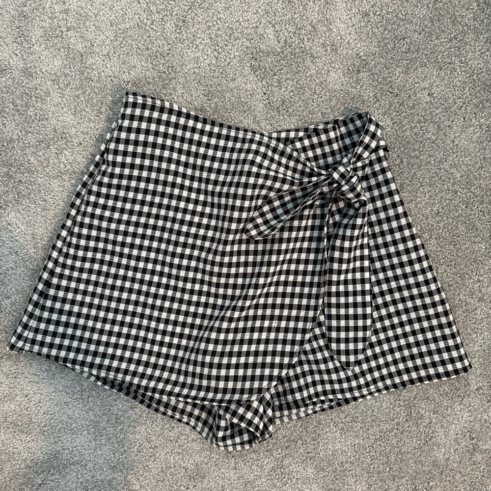 Black and White Checkered Women's Shorts